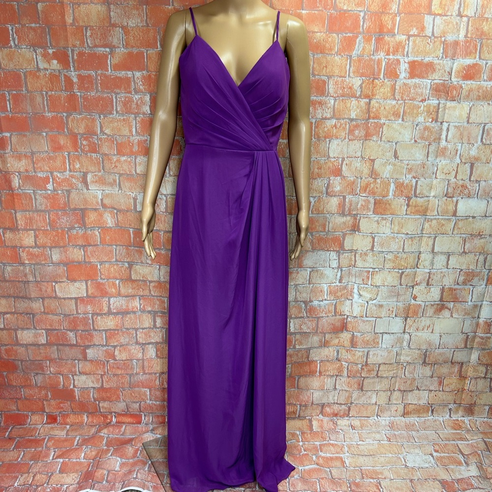 JB Sweetheart Chiffon Long Bridesmaid‎ Dress with Ruffle Deep-V Back
